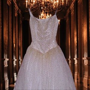 Princess Ivory Sequined & Beaded Dress